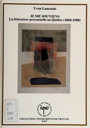 Cover of Je me souviens