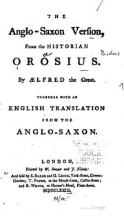 Cover of The Anglo-Saxon version, from the historian Orosius