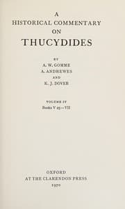 Cover of A historical commentary on Thucydides