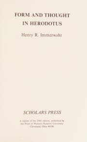 Cover of Form and thought in Herodotus