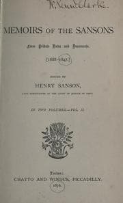 Cover of Memoirs of the Sansons, from private notes and documents, 1688-1847