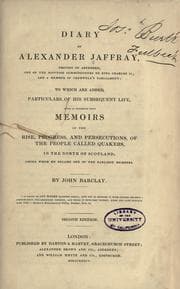 Cover of Diary of Alexander Jaffray