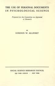 Cover of The use of personal documents in psychological science