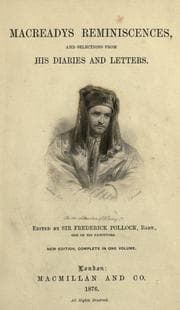 Cover of Macready's reminiscences and selections from his diaries and letters