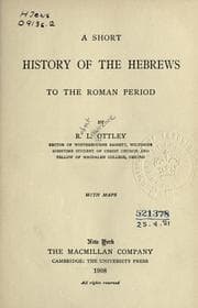 Cover of A short history of the Hebrews to the Roman period