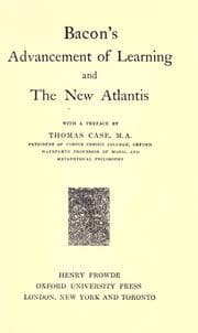Cover of Advancement of learning, and The new Atlantis