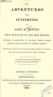 Cover of The adventures and sufferings of John R. Jewitt