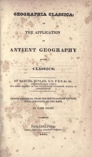 Cover of Geographia classica, or, The application of antient geography to the classics