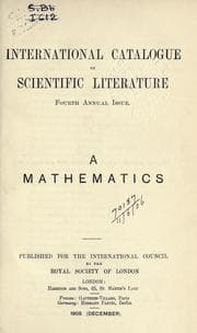 Cover of International catalogue of scientific literature, 1901-1914