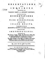 Cover of Observations and inquiries relating to various parts of ancient history
