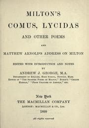Cover of Milton's Comus, Lycidas, and other poems, and Matthew Arnold's address on Milton