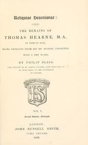 Cover of Reliquiae Hearnianae