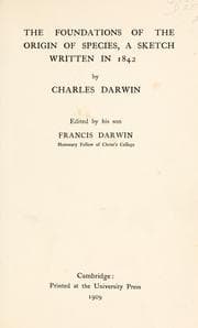 Cover of The foundations of the origin of species