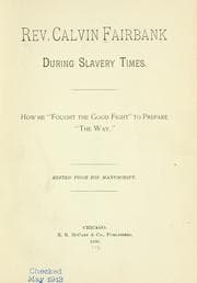 Cover of Rev. Calvin Fairbank during slavery times