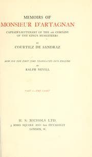 Cover of Memoirs of Monsieur d'Artagnan, Captain-Lieutenant of the 1st Company of the King's Musketeers