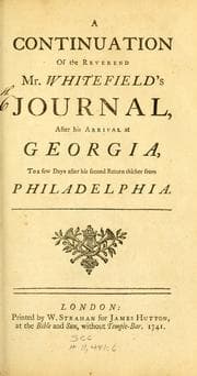 Cover of A continuation of the Reverend Mr. Whitefield's journal