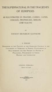 Cover of The supernatural in the tragedies of Euripides