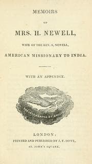 Cover of Memoirs of Mrs. Harriet Newell