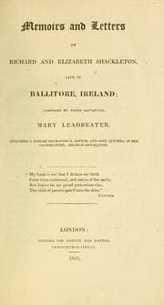 Cover of Memoirs and letters of Richard and Elizabeth Shackleton