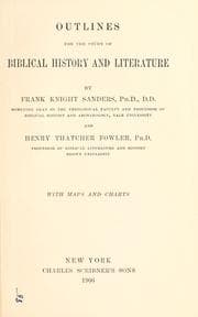 Cover of Outlines for the study of Biblical history and literature