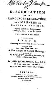 Cover of A Dissertation on the Languages, Literature and Manners of Eastern Nations