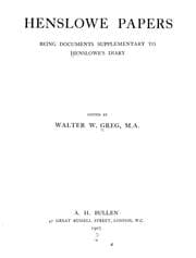 Cover of Henslowe papers