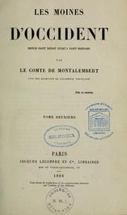 Cover of Les moines d'Occident depuis Saint Benoit jusqu'a Saint Bernard