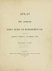 Cover of Atlas to the Memoirs of John, duke of Marlborough