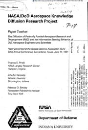 Cover of NASA/DoD aerospace knowledge diffusion research project