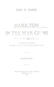 Cover of Hamilton in the War of '98