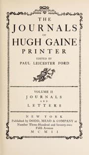 Cover of The journal of Hugh Gaine, printer
