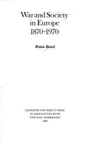 Cover of War and society in Europe, 1870-1970