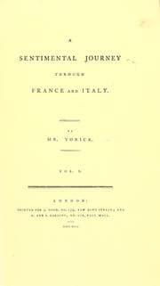 Cover of A sentimental journey through France and Italy