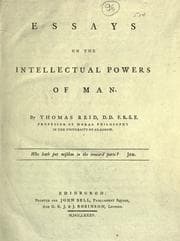 Cover of Essays on the intellectual powers of man