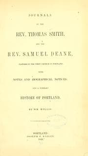 Cover of Journals of the Rev. Thomas Smith, and the Rev. Samuel Deane