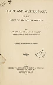 Cover of Egypt and Western Asia in the Light of Recent Discoveries