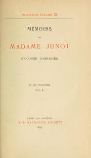 Cover of Memoirs of Madame Junot (Duchesse D'Abrantès)