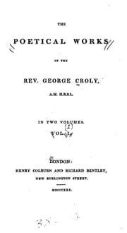 Cover of The poetical works of the Rev. George Croly