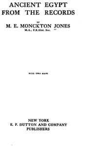 Cover of Ancient Egypt from the records