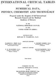 Cover of International critical tables of numerical data, physics, chemistry and technology